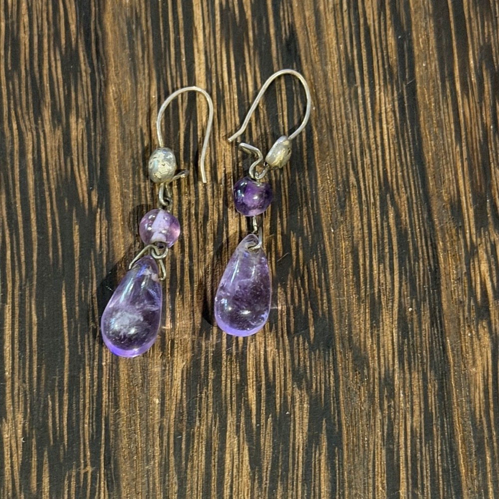Unbranded Amethyst Drop Earrings Womens OS Purple Natural Stone Boho Jewelry